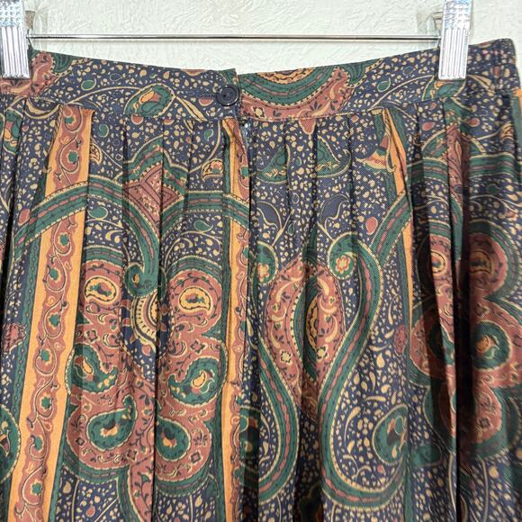 Vintage J'Envie Sport Pleated Skirt Jewel Tone Paisley Midi - 12 - Picture 5 of 7